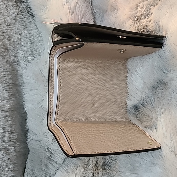 Kate Spade "EVA" Micro Trifold Leather Wallet-WLRU6275 Black/Beige-NWT - Picture 7 of 11